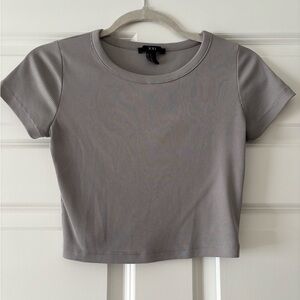 Gray Ribbed Crop Top